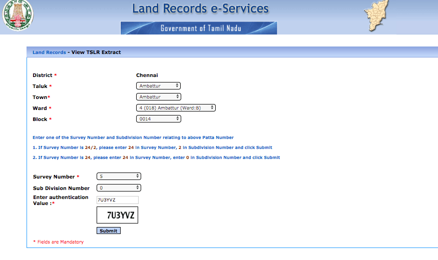 Patta Chitta  Online Status FMB Map View Land Ownership  Land Record