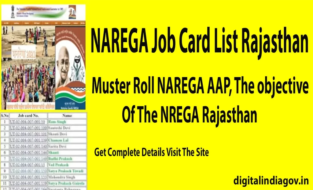 NAREGA Job Card List Rajasthan, Muster Roll NAREGA AAP, The objective Of The NREGA Rajasthan, More information