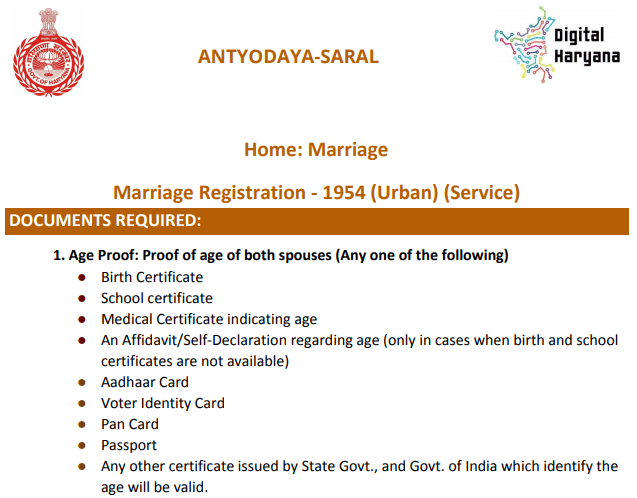 Haryana Marriage Registration