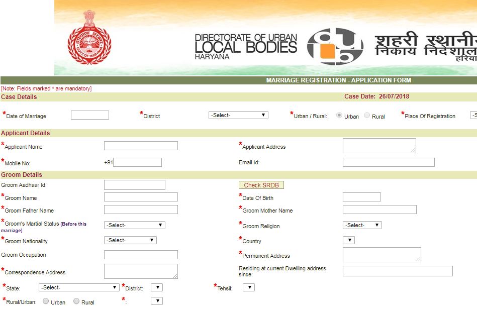 Haryana Marriage Registration